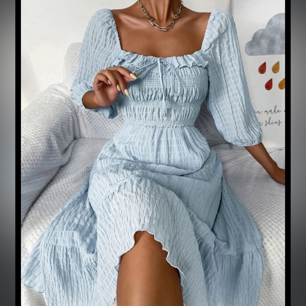 Shein blue ruffle dress, size L